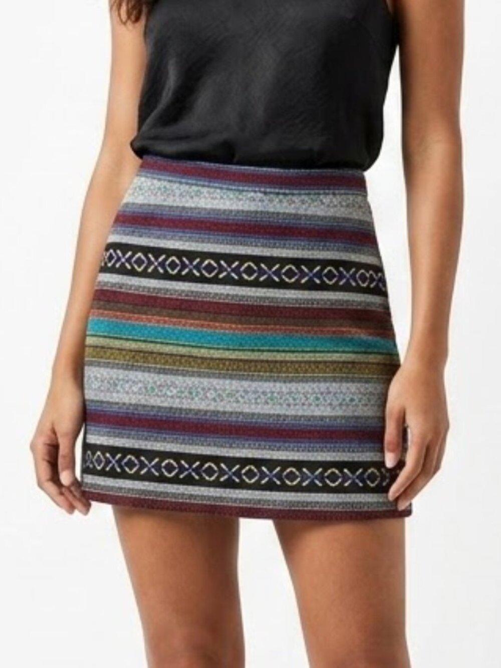Double Zero Southwest Woven Mini Skirt Indie Sleaze Festival Vibes Sz Medium